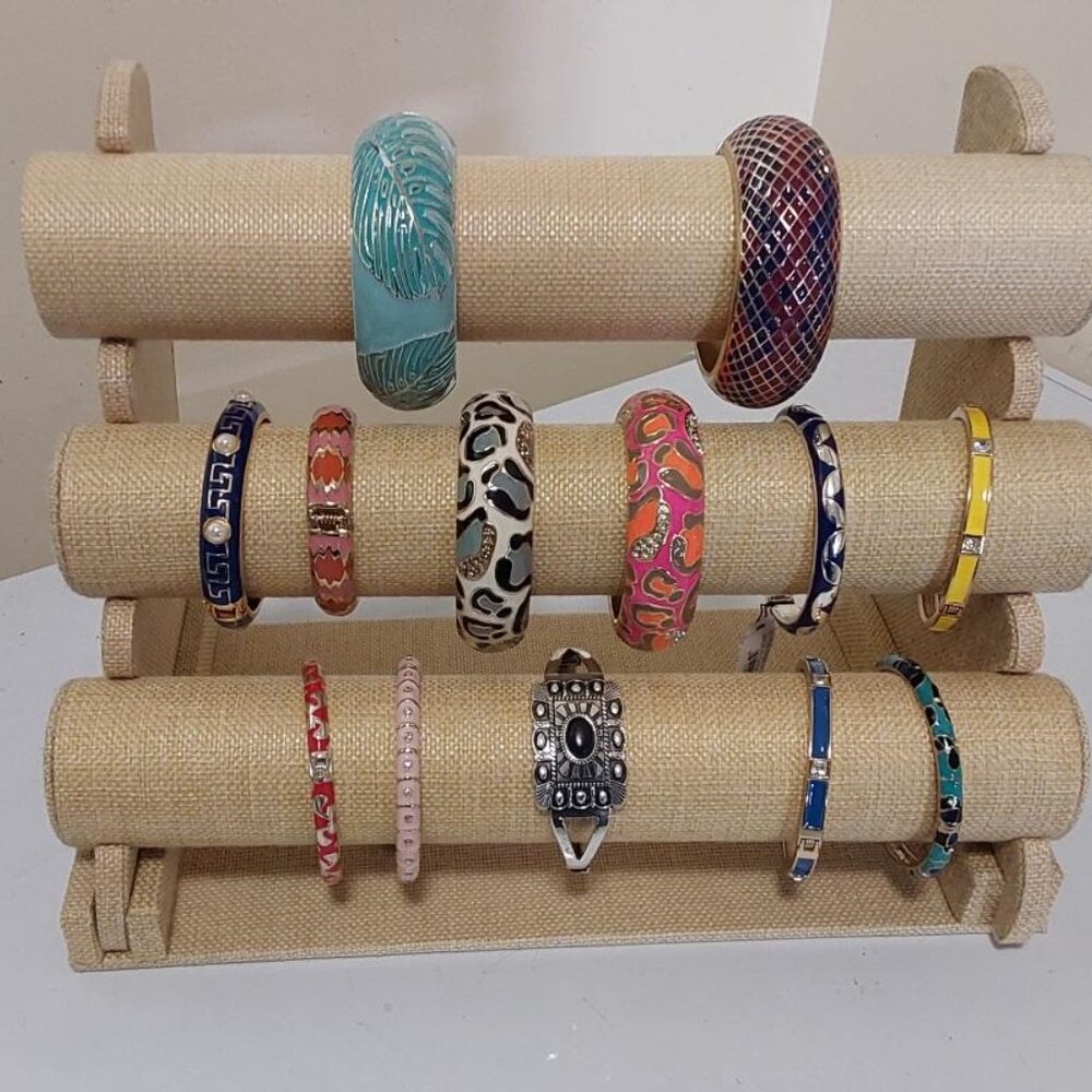 Linen Fabric 3-Tier Bracelet Holder Display Stand - Picture 2 of 4